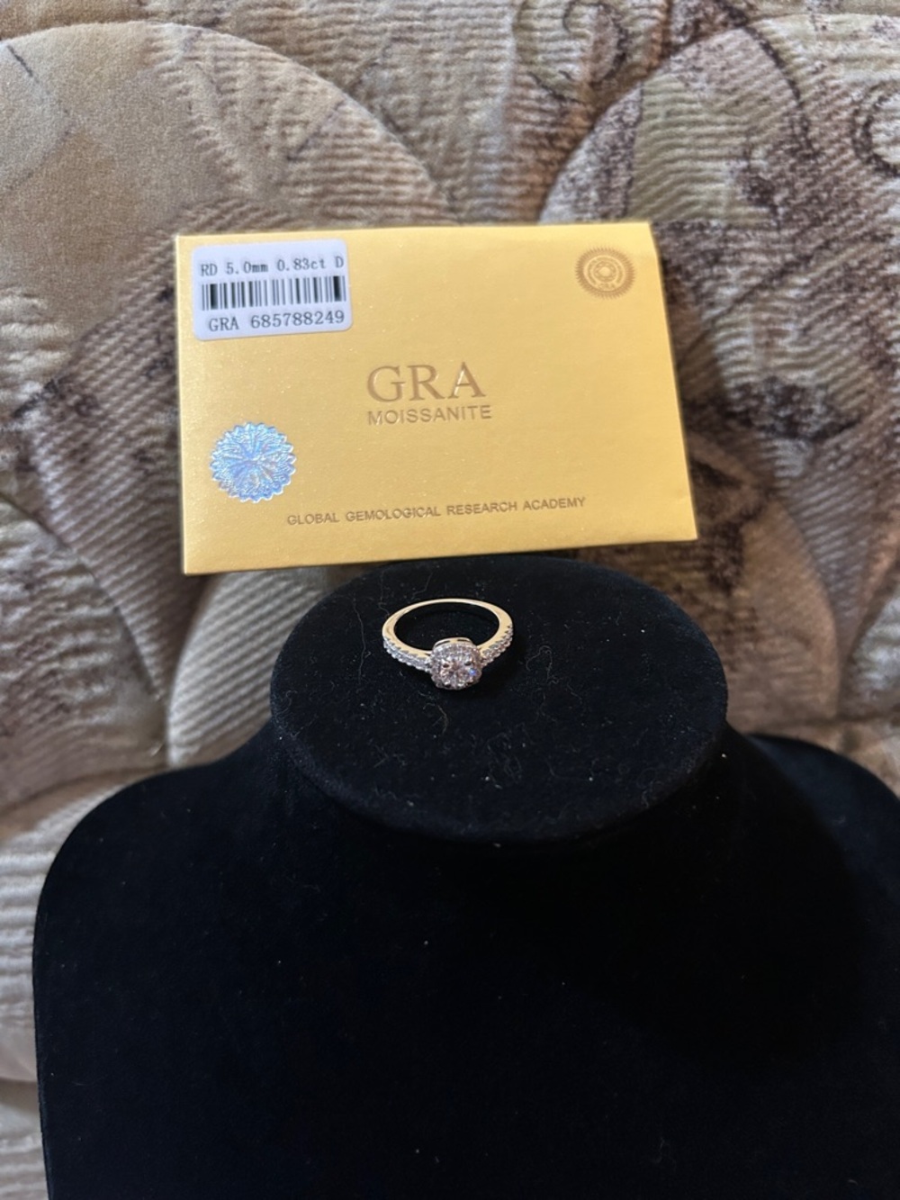 925 Sterling Silver GRA Moissanite Engagement Ring - Size 6 NEW